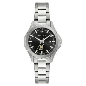 ブロバ レディース 腕時計 アクセサリー Navy Midshipmen Bulova Women's Stainless Steel Sport Classic Watch Black