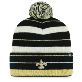 フォーティーセブン メンズ 帽子 アクセサリー New Orleans Saints '47 Powerline Cuffed Knit Hat with Pom Black
