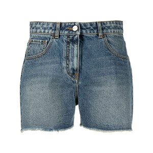 �p�[���E�G���W�F���X ���f�B�[�X �f�j���p���c �{�g���X Palm tree-embroidered frayed denim shorts Blue