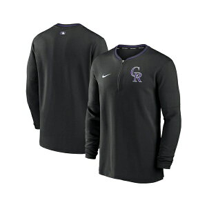 �i�C�L �����Y �V���c �g�b�v�X Men's Black Colorado Rockies Authentic Collection Performance Half-Zip Top Black