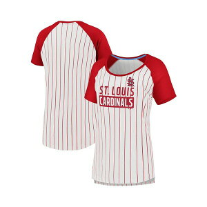 �t�@�i�e�B�N�X ���f�B�[�X T�V���c �g�b�v�X Women's White St. Louis Cardinals Cooperstown Collection Iconic Pinstripe Raglan Scoop Neck T-Shirt White