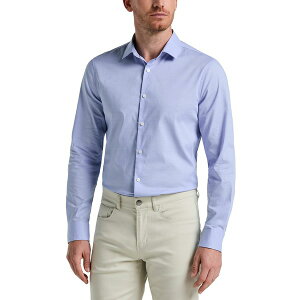 y[GX Y Vc gbvX Men's Slim Fit Long Sleeve Button-Front Dobby Cotton Shirt Vista Blue