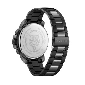 プレインスポーツ レディース 腕時計 アクセサリー Men's Chronograph Date Quartz Powerlift Black Stainless Steel Bracelet Watch 45mm Ion Plated Black
