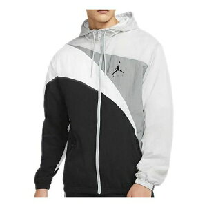 Air Jordan W[_ Y Xj[J[ yAir Jordan Jumpman Wave Asymmetric Logo Pattern Splicing Woven Jacket Black Gray CK6867-077z TCY US_M_L