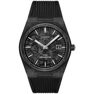 eB\bg Y rv ANZT[ Men's Swiss Automatic PRX Powermatic 80 Black Rubber Strap Watch 40mm Black