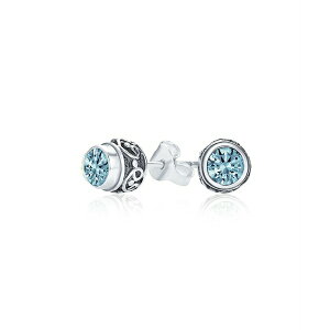 uO Y sAXECO ANZT[ Boho Bali Tiny Round Stud Earrings Oxidized .925 Sterling Silver Blue topaz
