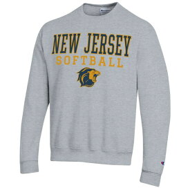チャンピオン メンズ パーカー・スウェットシャツ アウター College of New Jersey Lions Champion Stack Logo Softball Powerblend Pullover Sweatshirt Gray