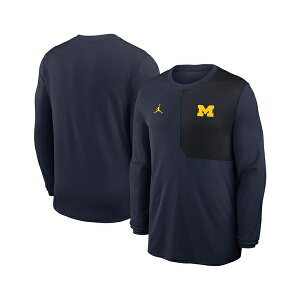 W[_ Y Vc gbvX Men's Navy Michigan Wolverines 2025 Sideline Coach UV Performance Long Sleeve T-Shirt Navy