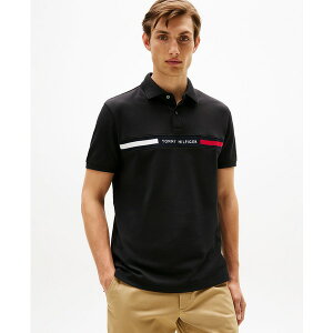 g~[ qtBK[ Y Vc gbvX Men's Short Sleeve Embroidered Chest Stripe Polo Shirt Black