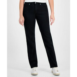 �X�^�C���A���h�R�[ ���f�B�[�X �f�j���p���c �{�g���X Petite Mid-Rise Straight-Leg Denim Jeans, Exclusively at Macy's Deep Black
