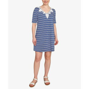 ���r�[���[�h ���f�B�[�X �����s�[�X �g�b�v�X Petite Embroidered Stripe Knit Dress Blue multi