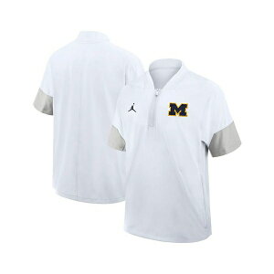 W[_ Y WPbgu] AE^[ Men's White Michigan Wolverines 2025 Sideline Coaches Lightweight Short Sleeve Jacket White