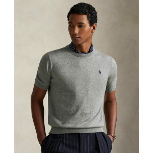 t[ Y jbg&Z[^[ AE^[ Men's Cotton Crewneck Short-Sleeve Sweater Fawn Grey Hthr