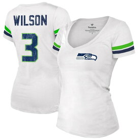 マジェスティックスレッズ レディース Tシャツ トップス Russell Wilson Seattle Seahawks Fanatics Branded Women's Fashion Player Name & Number VNeck TShirt White