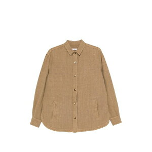 �{���I�� ���f�B�[�X �V���c �g�b�v�X Button-down curved-hem shirt Neutrals