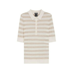 �{�X ���f�B�[�X �j�b�g&�Z�[�^�[ �A�E�^�[ Striped-knit polo sweater Neutrals