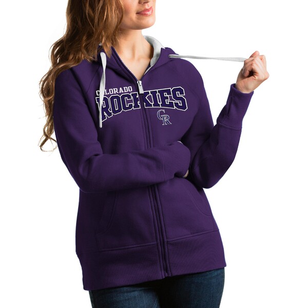 【史上最も激安】アンティグア レディース パーカー・スウェットシャツ アウター Colorado Rockies Antigua Women's Team Logo Victory FullZip Hoodie Purple