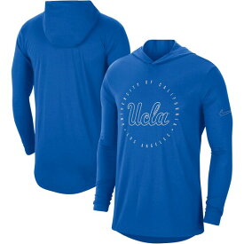 ナイキ メンズ Tシャツ トップス UCLA Bruins Nike Campus TriBlend Performance Long Sleeve Hooded TShirt Blue