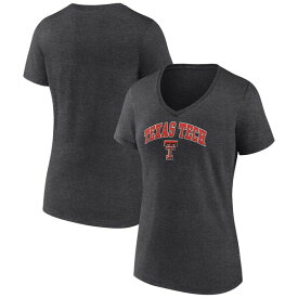 ファナティクス レディース Tシャツ トップス Texas Tech Red Raiders Fanatics Branded Women's Evergreen Campus VNeck TShirt Heather Charcoal