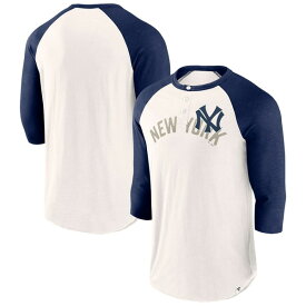 ファナティクス メンズ Tシャツ トップス New York Yankees Fanatics Branded Backdoor Slider Raglan 3/4Sleeve TShirt White/Navy