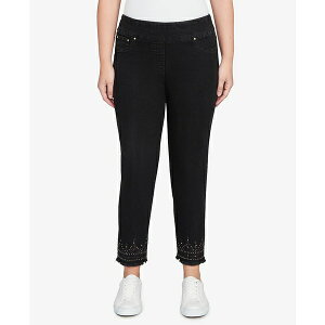 r[[h fB[X fjpc {gX Petite Pull On Embroidered Hem Black Ankle Jeans Black