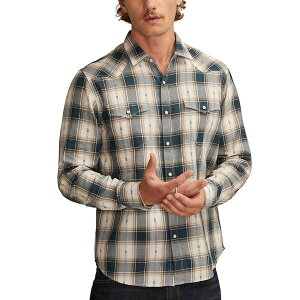 bL[uh Y Vc gbvX Men's Dobby Western Long Sleeve Snap-Front Plaid Shirt Blue Multi