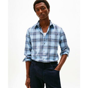 g~[ qtBK[ Y Vc gbvX Men's Regular-Fit Soft Touch Blend Checked Shirt Light Blue Heather / Check