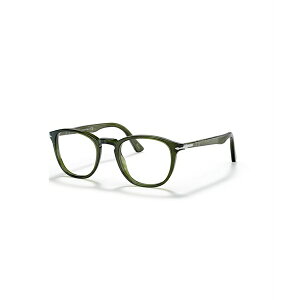 �y���\�� �����Y �T���O���X�E�A�C�E�F�A �A�N�Z�T���[ Men's Round Eyeglasses, PO3143V Olive Green Transparent