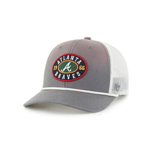 47�u�����h �����Y �X�q �A�N�Z�T���[ Men's Gray/White Atlanta Braves Tide Sweep Rope Trucker Adjustable Hat Gray, White