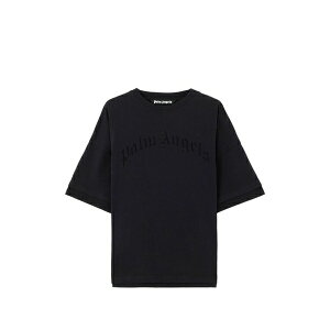 �p�[���E�G���W�F���X �����Y T�V���c �g�b�v�X Embroidered curved-logo double t-shirt Black