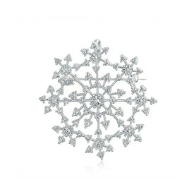 ブリング レディース ピアス＆イヤリング アクセサリー Large Frozen Winter Holiday Party CZ Pave Cubic Zirconia Scarf Christmas Statement Snowflake Brooch Pin For Women Silver Plated Brass Clear