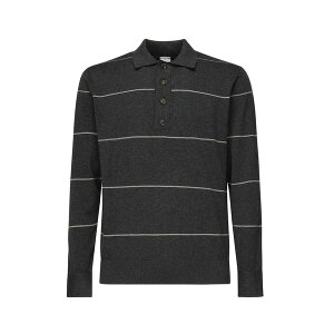 �C���u���e�B �����Y �j�b�g&�Z�[�^�[ �A�E�^�[ Striped Long-sleeved Polo Shirt GREY AND SAND