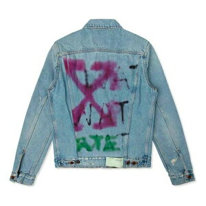 Off-White ItzCg Y Xj[J[ yOff-White Spray Paint Graffiti Jacket Men Blue OMYE005E193860457128z TCY US_M_M