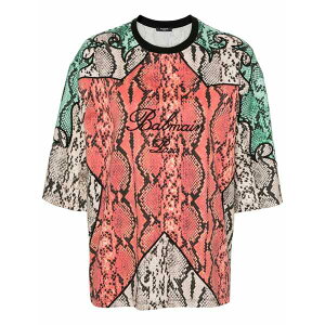 �o���}�� ���f�B�[�X T�V���c �g�b�v�X Python-print organic cotton t-shirt Red