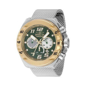 CrN^ Y rv ANZT[ Men's 47205 Invicta Racing Quartz Chronograph White, Gold, Green, Ivory Dial Watch Silver