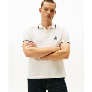 g~[ qtBK[ Y Vc gbvX Men's Seasonal Embroidered Crest Regular Fit Tipped Polo Shirt Ivory Petal