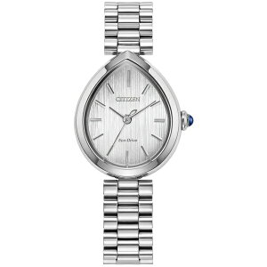 �V�`�Y�� ���f�B�[�X �r���v �A�N�Z�T���[ Women's Eco-Drive Classic Rainell Silver-Tone Stainless Steel Bracelet Watch, 26mm Silver-Tone