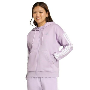 AfB_X fB[X WPbgu] AE^[ Women's 3-Stripe Fleece Full Zip Hoodie Powder Plum/white