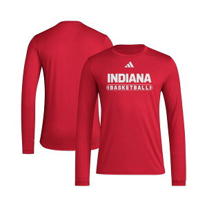 AfB_X Y TVc gbvX Men's Crimson Indiana Hoosiers On-Court Pregame Long Sleeve T-Shirt Crimson