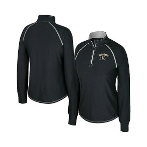 �R���V�A�� ���f�B�[�X �J�b�g�\�[ �g�b�v�X Women's Black Colorado Buffaloes Bikram Raglan Quarter-Zip Top Black