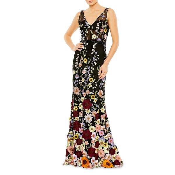 マックダガル レディース ワンピース トップス Mac Floral-Embroidered Tulle Gown black multiのサムネイル