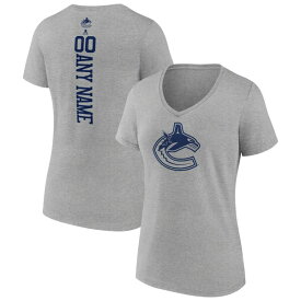 【送料無料】 ファナティクス レディース Tシャツ トップス Vancouver Canucks Fanatics Branded Women's Personalized Name & Number VNeck TShirt Heather Gray