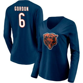 【送料無料】 ファナティクス レディース Tシャツ トップス Chicago Bears Fanatics Branded Women's Team Authentic Personalized Name & Number Long Sleeve VNeck TShirt Navy