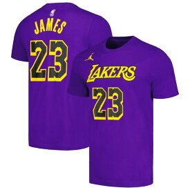 【送料無料】 ジョーダン メンズ Tシャツ トップス LeBron James Los Angeles Lakers Jordan Brand 2022/23 Statement Edition Name & Number TShirt Purple