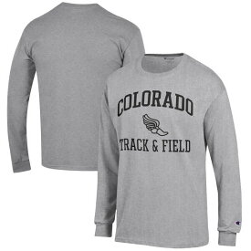 チャンピオン メンズ Tシャツ トップス Colorado Buffaloes Champion Track & Field Icon Long Sleeve TShirt Gray