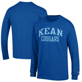 チャンピオン メンズ Tシャツ トップス Kean University Cougars Champion Jersey Long Sleeve TShirt Blue