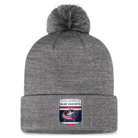 ファナティクス メンズ 帽子 アクセサリー Columbus Blue Jackets Fanatics Authentic Pro Home Ice Cuffed Knit Hat with Pom Gray