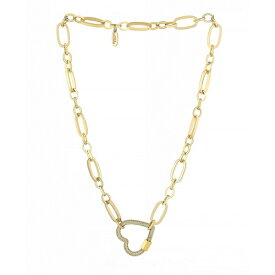 エティカ レディース ネックレス・チョーカー・ペンダントトップ アクセサリー Open Heart Lock Faux Cubic Zirconia Necklace Gold