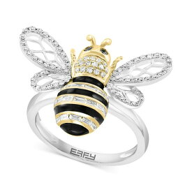 エフィー コレクション メンズ リング アクセサリー EFFY&reg; White Diamond (3/8 ct. t.w.) & Black Diamond Accent Bee Ring in 14k Two Tone Gold Two Toned