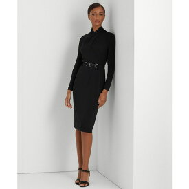 ラルフローレン レディース ワンピース トップス Women's Belted Mockneck Long-Sleeve Stretch Jersey Dress Black